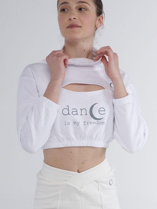 265 - CROP CUT OUT SWEATSHIRT TOP WITH ELASTIC WAIST