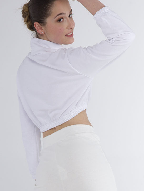 265 - FELPA TOP CROP CUT OUT CON ELASTICO IN VITA