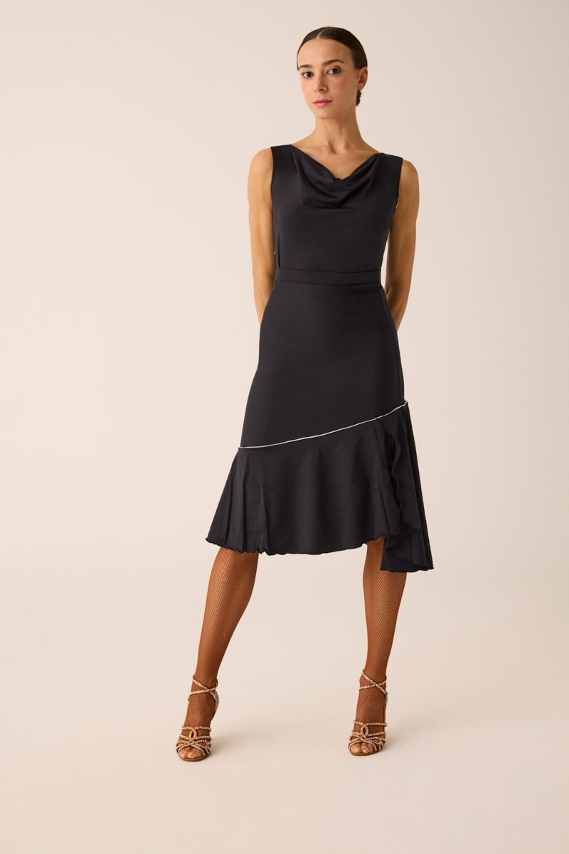 275 - TOP IN STRETCH FABRIC WITH DOUBLE USE ON THE FRONT AND BACK WITH A POINT OF LIGHT