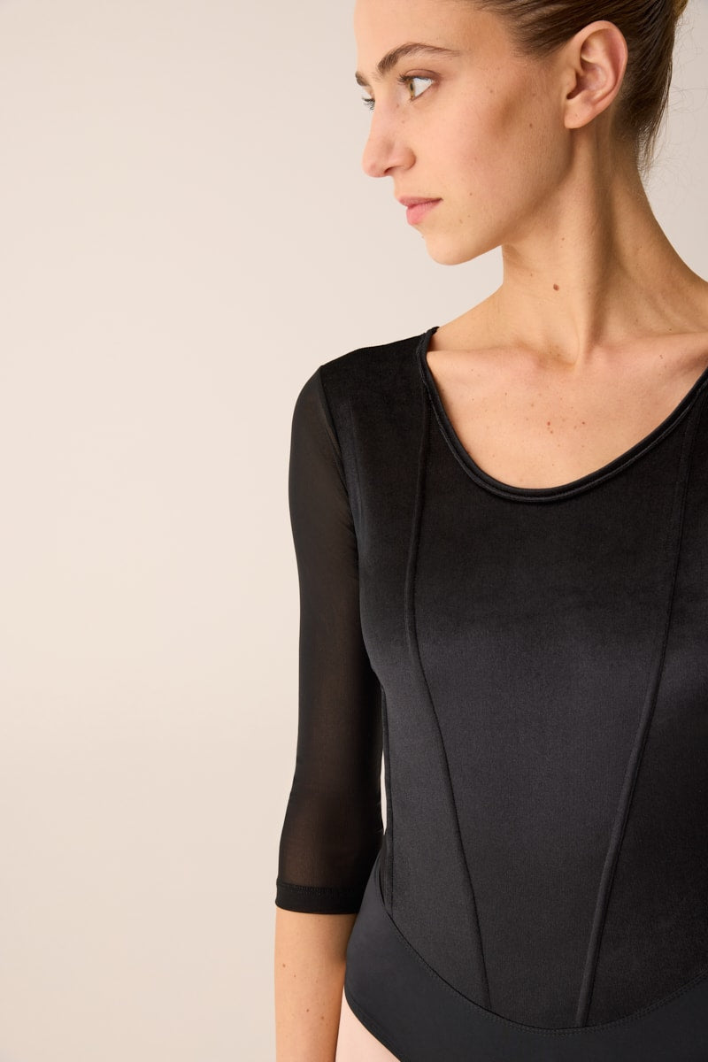 290 - SQUARE NECKLINE BODYSUIT WITH VELVET BODICE