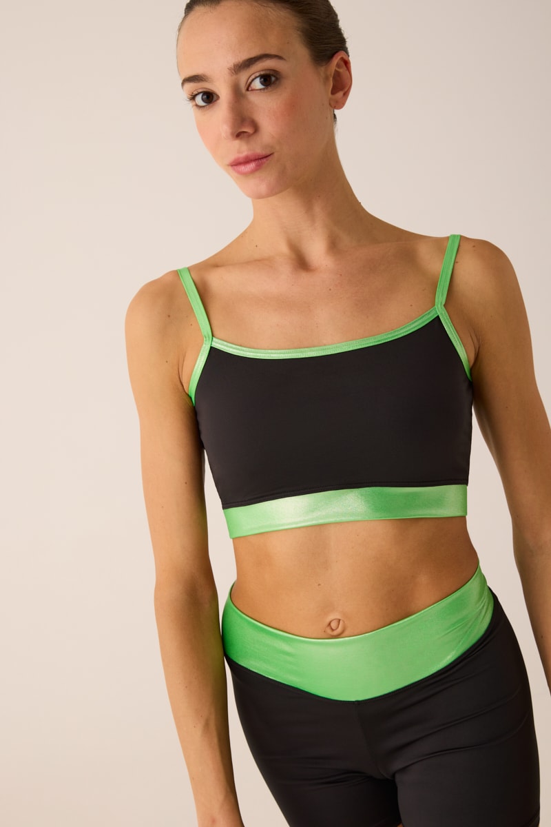 307 - MICRO CROPPED TOP WITH COATED FABRIC EDGE