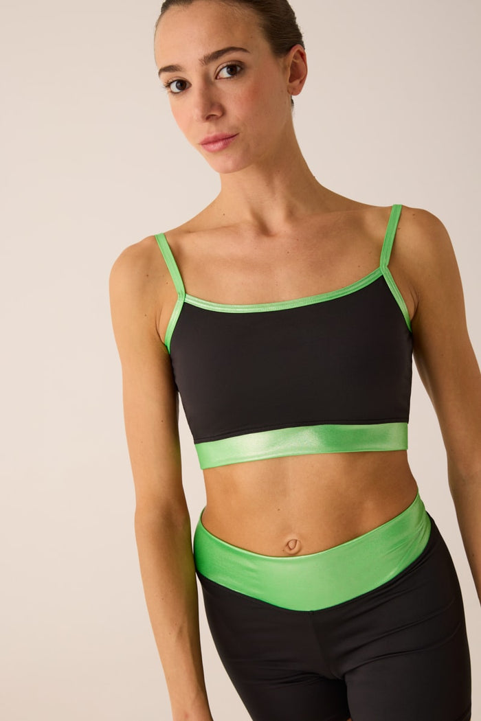 307 - MICRO CROPPED TOP WITH COATED FABRIC EDGE