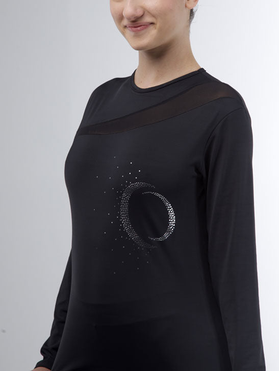 315 - FITTED STRETCH MICROFIBER SWEATER WITH HOT FIX APPLICATION