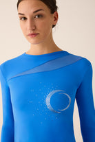 315 - FITTED STRETCH MICROFIBER SWEATER WITH HOT FIX APPLICATION