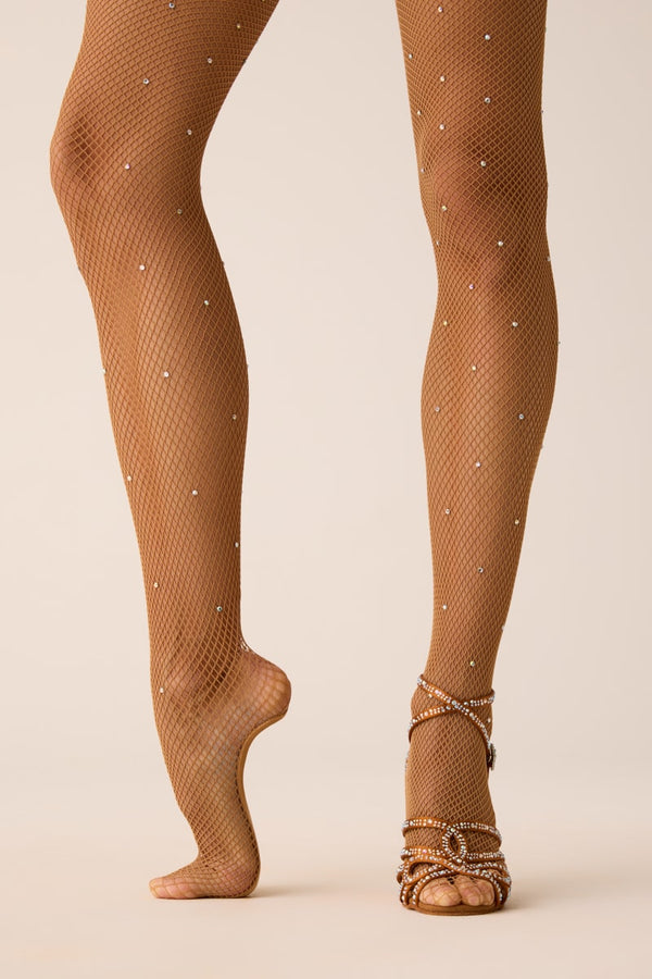 849/S - PROFESSIONAL FISHNET TIGHTS WITH INSOLE AND ALL-OVER RHINESTONE