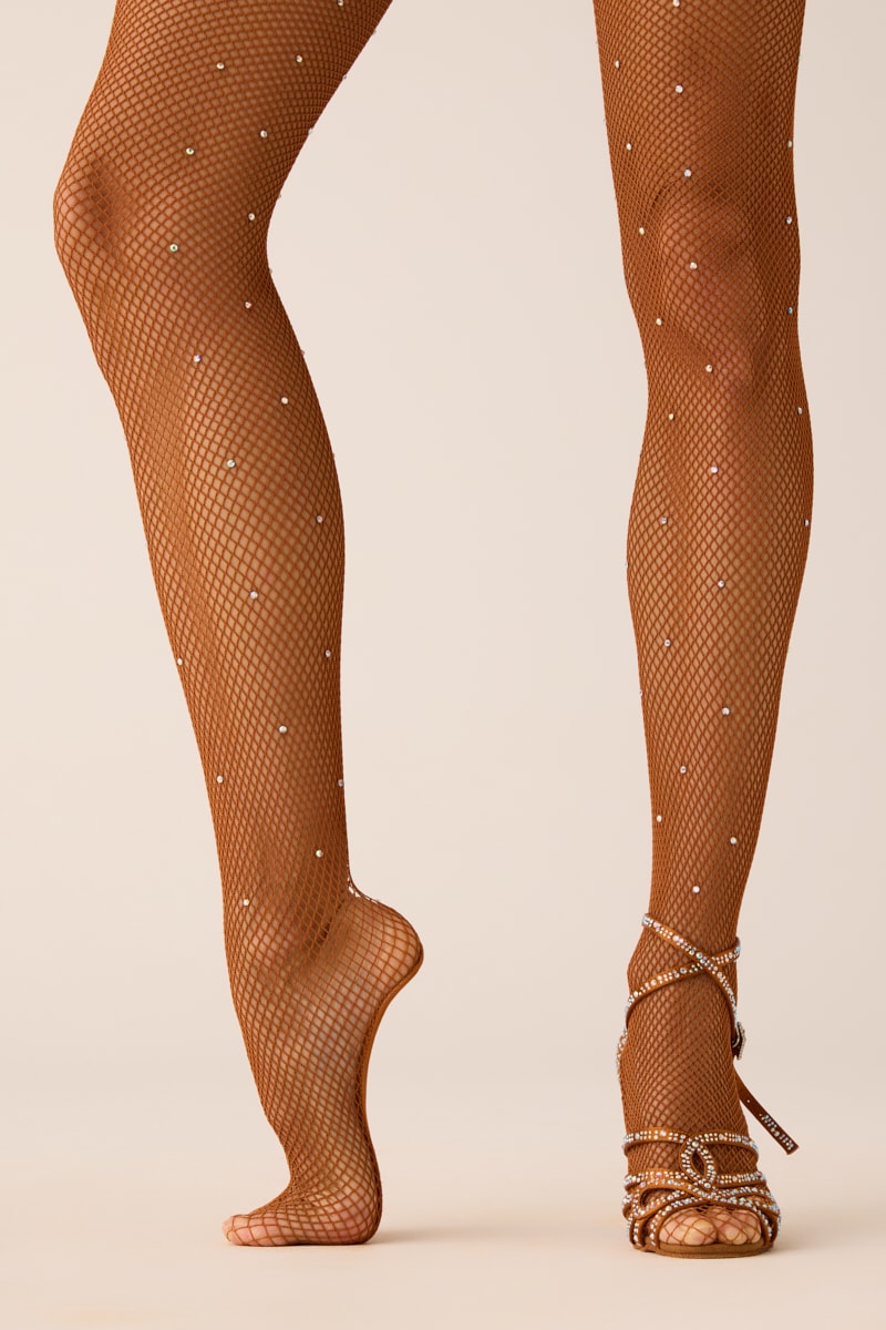 849/S - PROFESSIONAL FISHNET TIGHTS WITH INSOLE AND ALL-OVER RHINESTONE