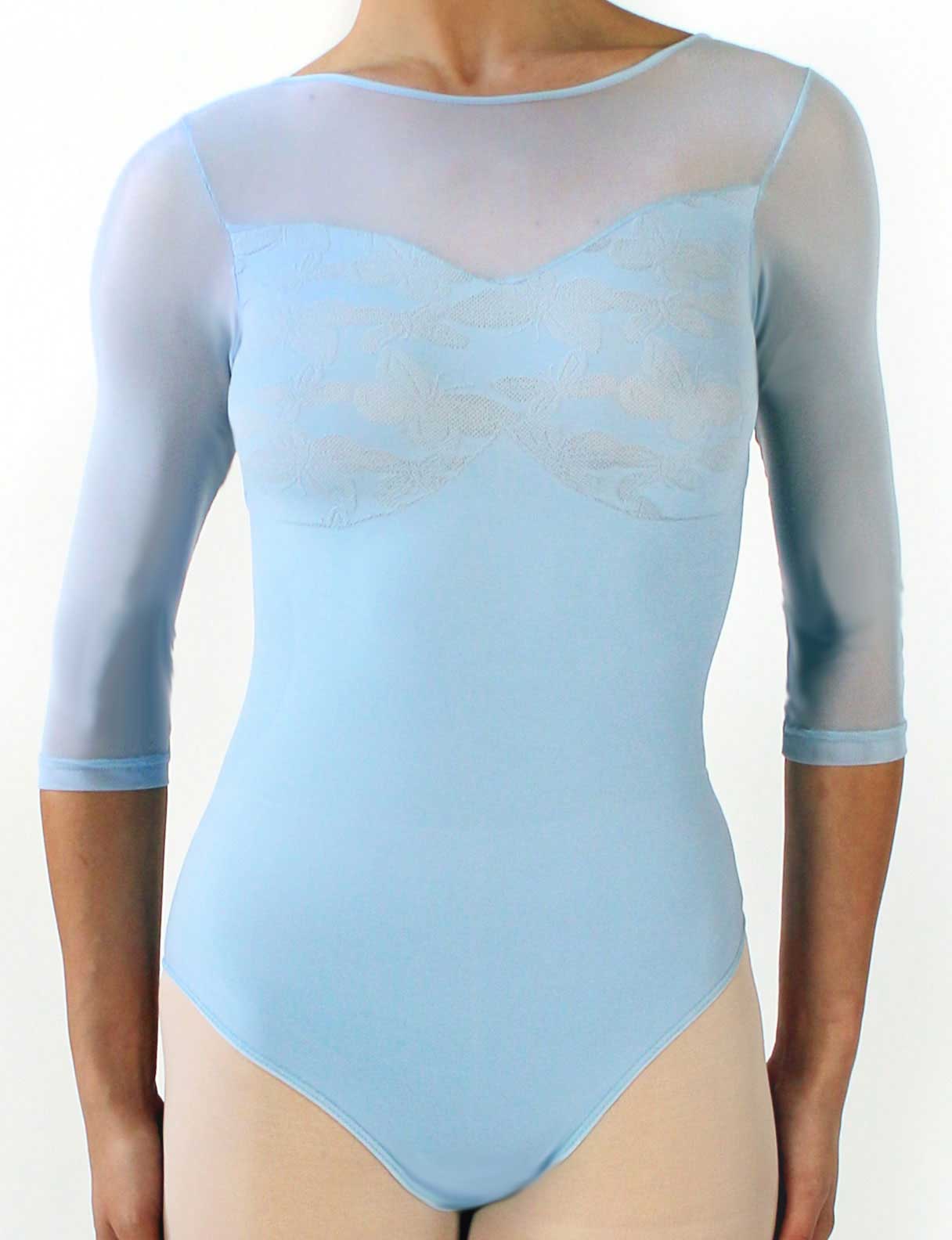 243 - SEAMLESS SHAPING BODYSUIT WITH LONG SLEEVES AND V-NECKLINE, ECOLOGICAL FIBER, BUTTERFLY PATTERN