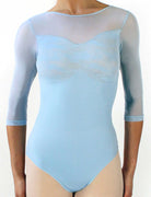 243 - SEAMLESS SHAPING BODYSUIT WITH LONG SLEEVES AND V-NECKLINE, ECOLOGICAL FIBER, BUTTERFLY PATTERN