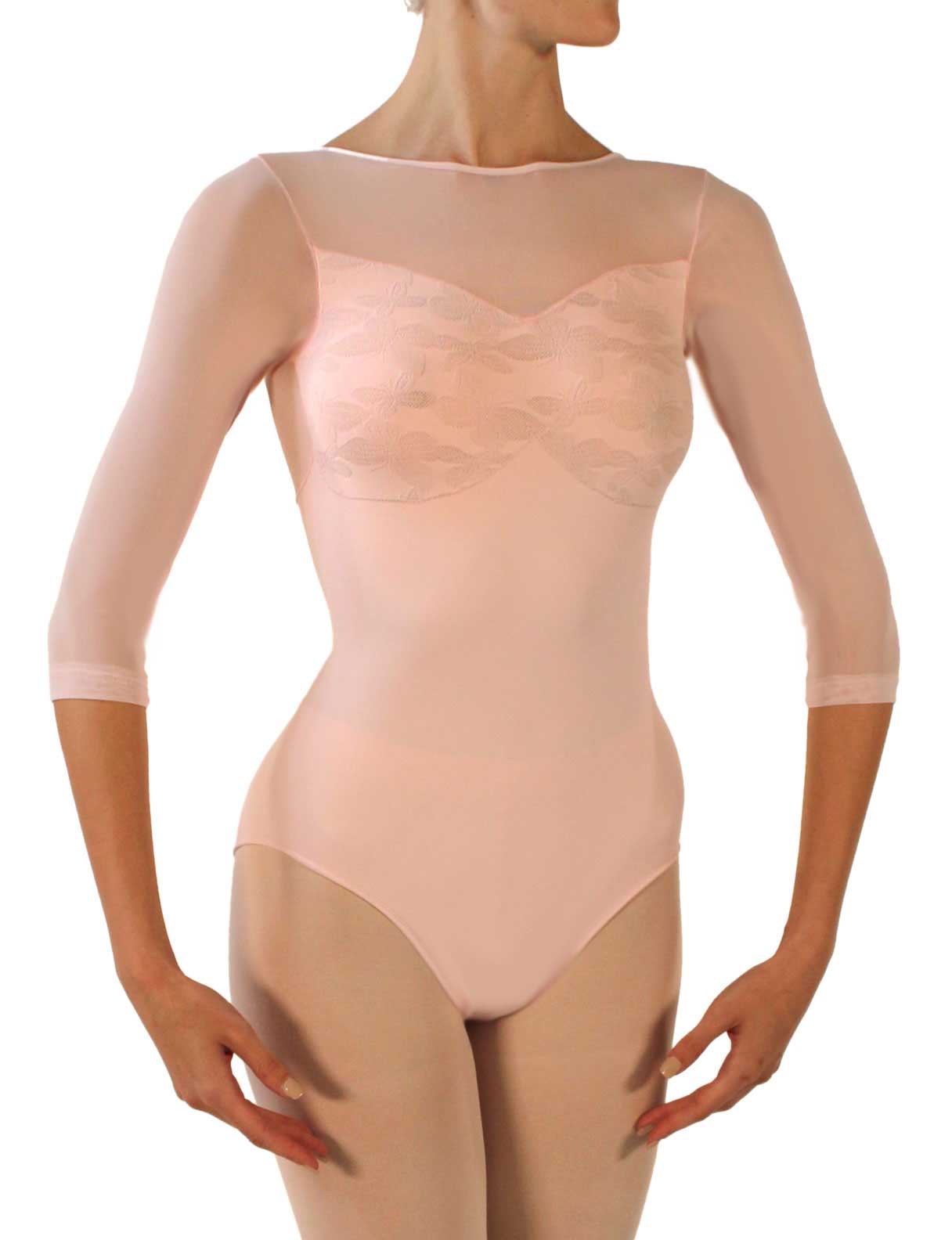 243 - SEAMLESS SHAPING BODYSUIT WITH LONG SLEEVES AND V-NECKLINE, ECOLOGICAL FIBER, BUTTERFLY PATTERN