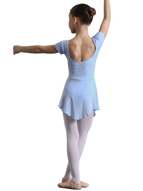 244 - SEAMLESS SHORT-SLEEVE BODYSUIT FOR GIRLS WITH BUTTERFLY DESIGN AND SKIRT