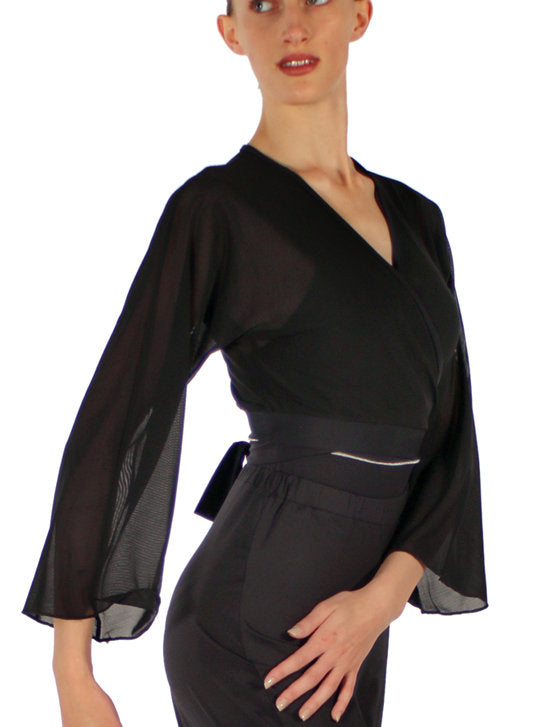 277 - MANIKA KIMONO SHAWL WITH STRETCH TULLE FABRIC