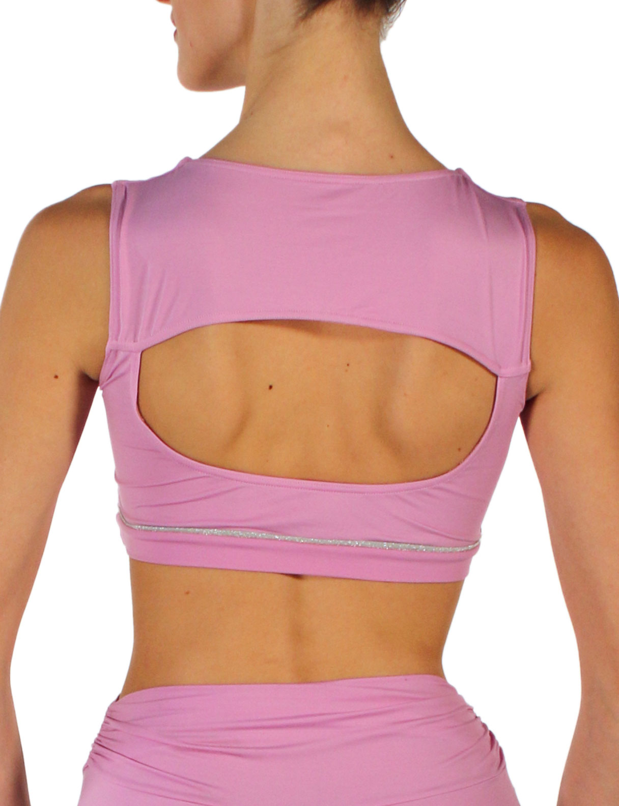 248 - CROP TOP EFFETTO SETA CON INSERTO LUMINOSO
