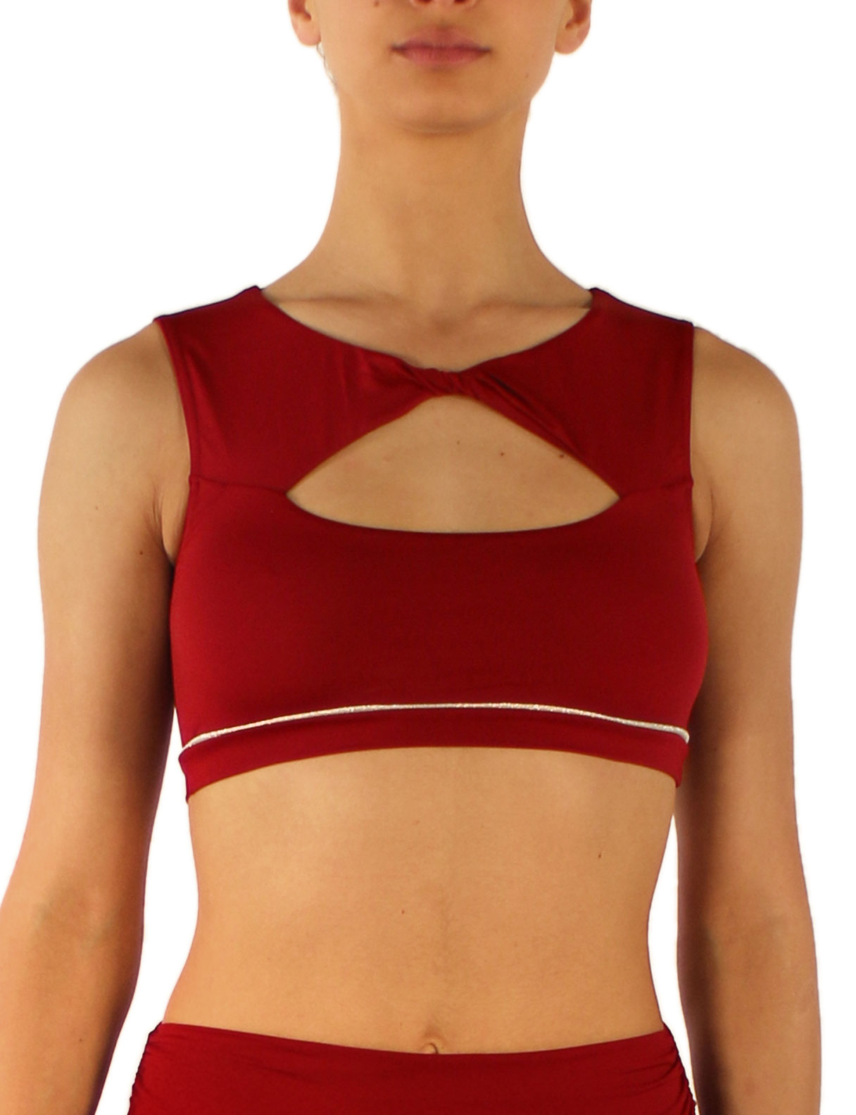 248 - CROP TOP EFFETTO SETA CON INSERTO LUMINOSO
