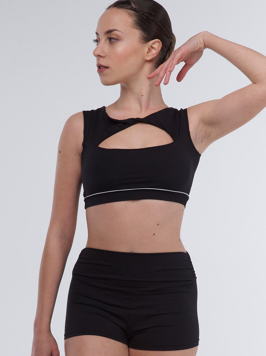 248 - CROP TOP EFFETTO SETA CON INSERTO LUMINOSO