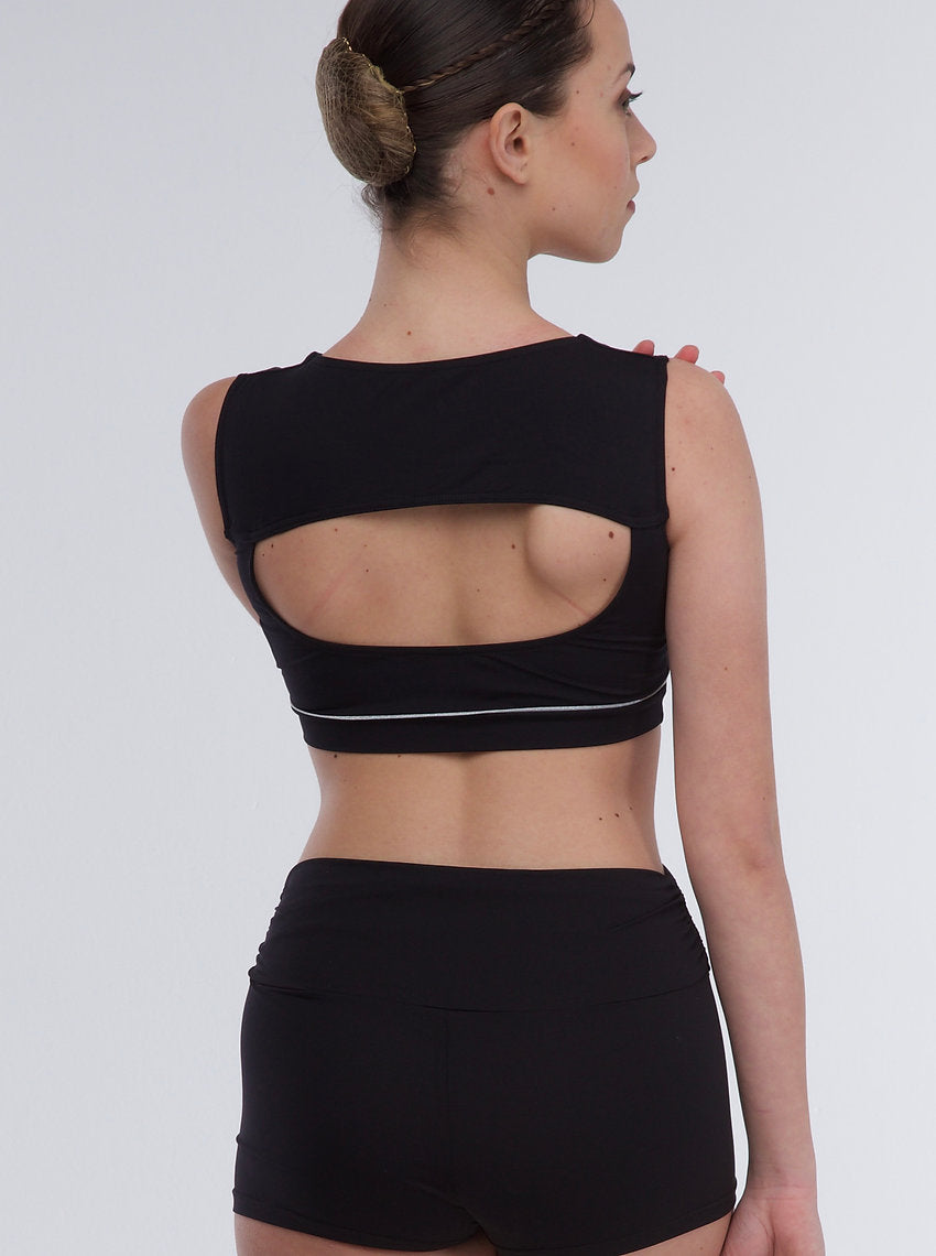 248 - CROP TOP EFFETTO SETA CON INSERTO LUMINOSO