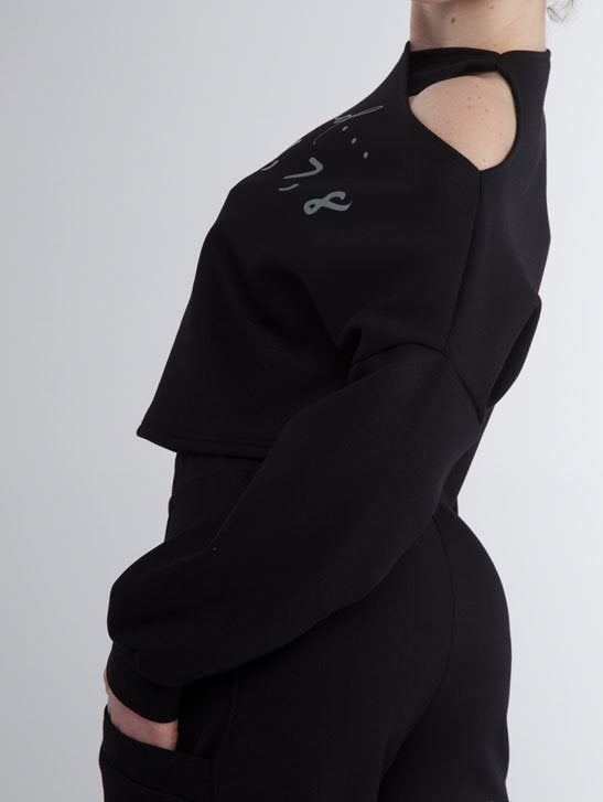 301 - NON-BRUSHED SWEATSHIRT WITH ASYMMETRIC NECKLINE