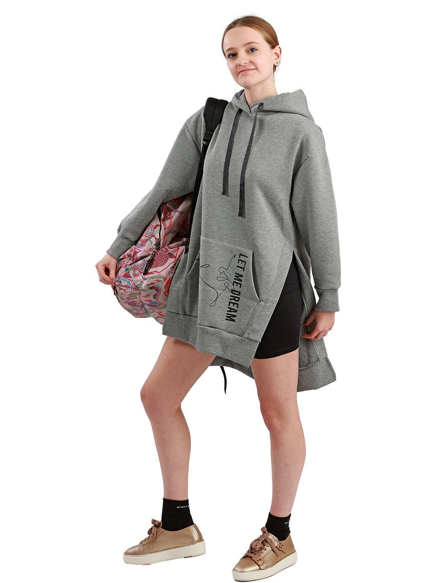170 - FELPA OVERSIZE C/CAPPUCCIO
