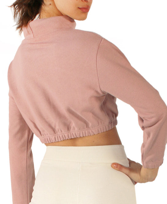 265 - CROP CUT OUT SWEATSHIRT TOP WITH ELASTIC WAIST