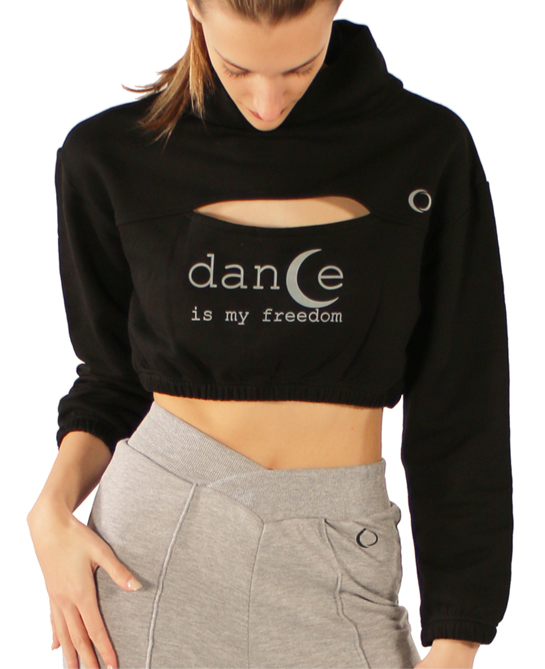 265 - CROP CUT OUT SWEATSHIRT TOP WITH ELASTIC WAIST