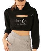 265 - CROP CUT OUT SWEATSHIRT TOP WITH ELASTIC WAIST