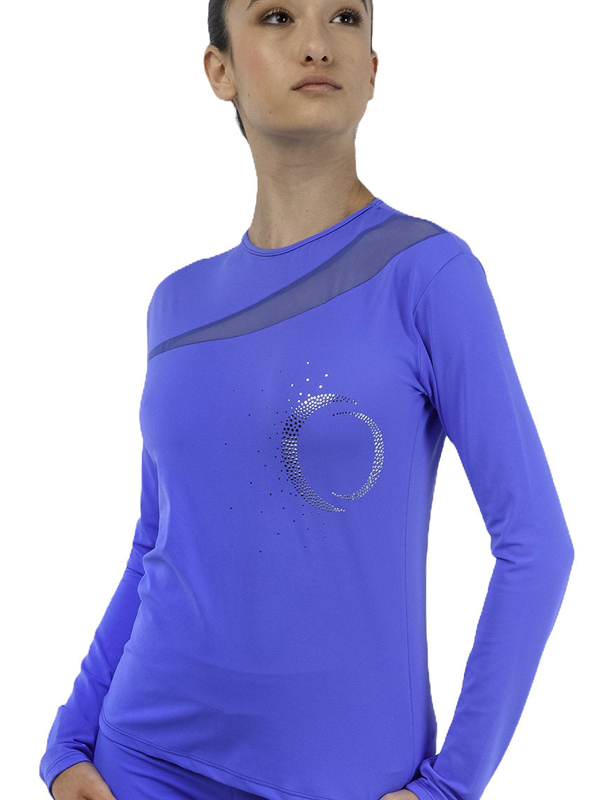 315 - FITTED STRETCH MICROFIBER SWEATER WITH HOT FIX APPLICATION