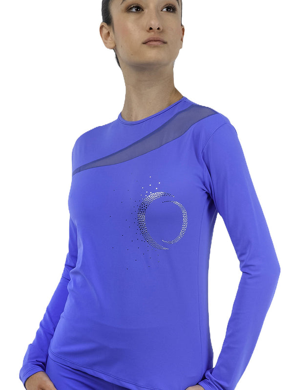 315 - FITTED STRETCH MICROFIBER SWEATER WITH HOT FIX APPLICATION