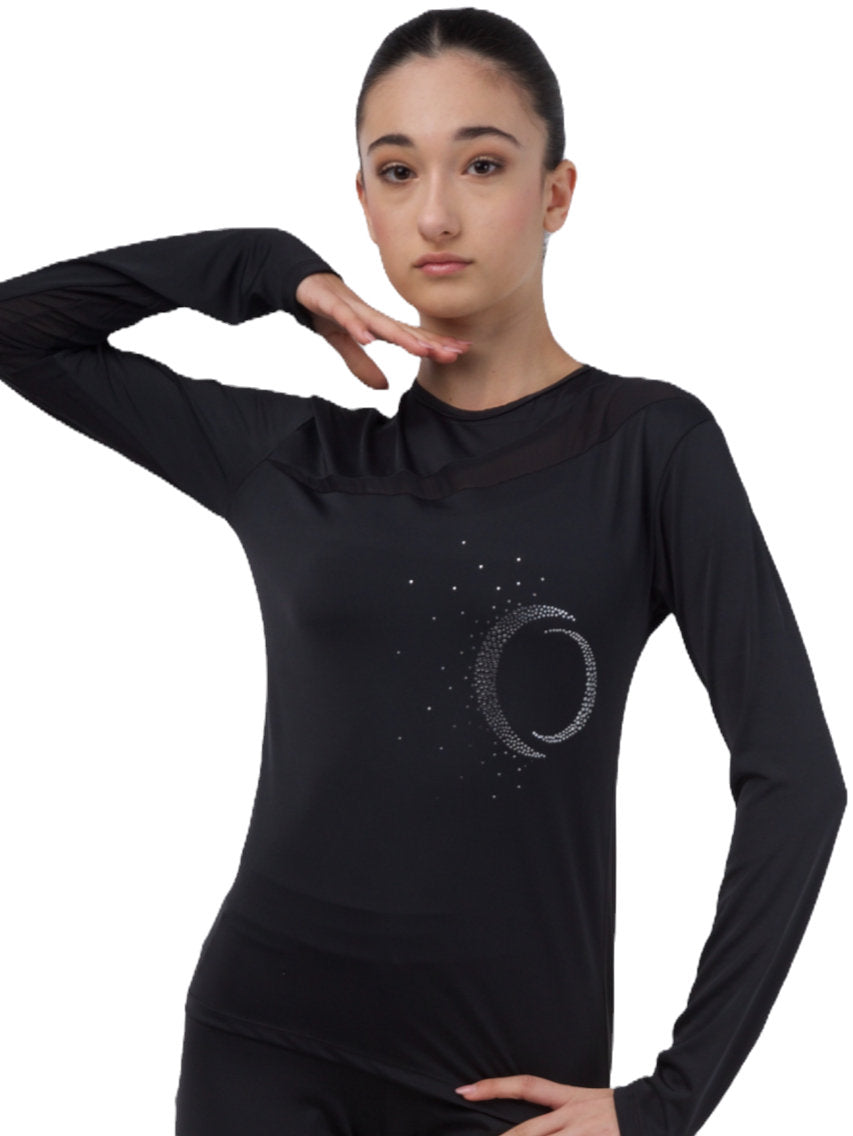 315 - FITTED STRETCH MICROFIBER SWEATER WITH HOT FIX APPLICATION