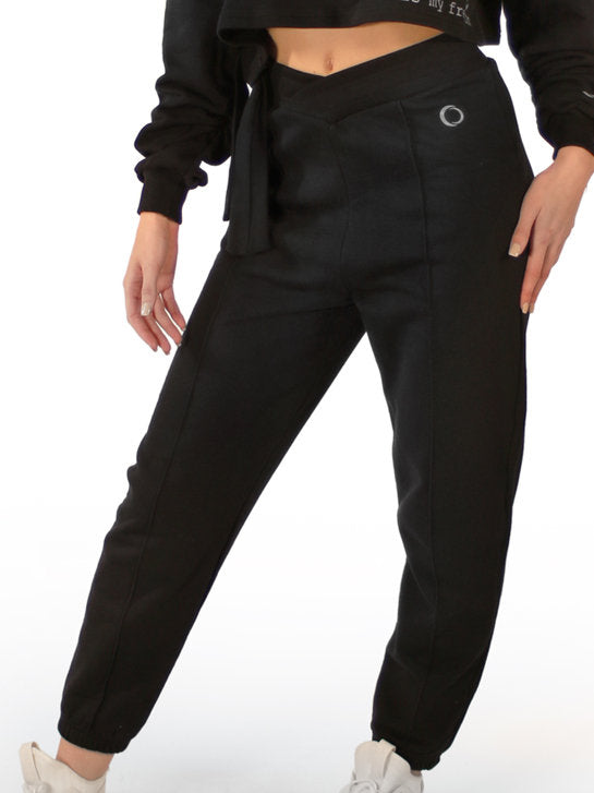 264 - PANTALONE NON GARZATO CON VITA ALTA INCROCIATA