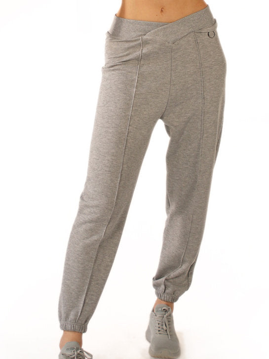 264 - PANTALONE NON GARZATO CON VITA ALTA INCROCIATA