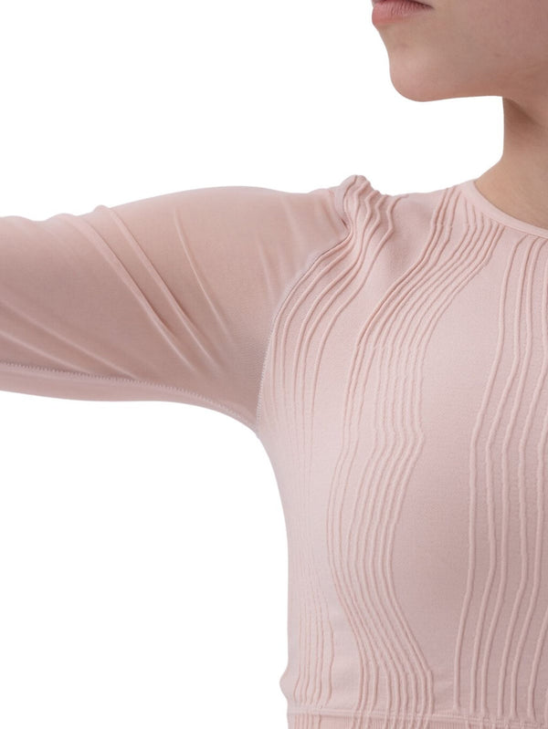 180 - T-SHIRT SEAMLESS CON MANICHE IN TULLE