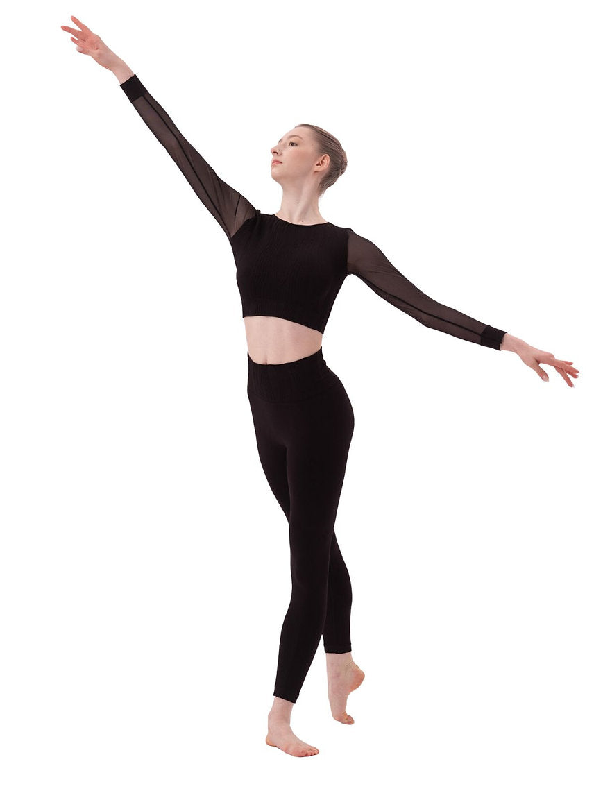 180 - T-SHIRT SEAMLESS CON MANICHE IN TULLE