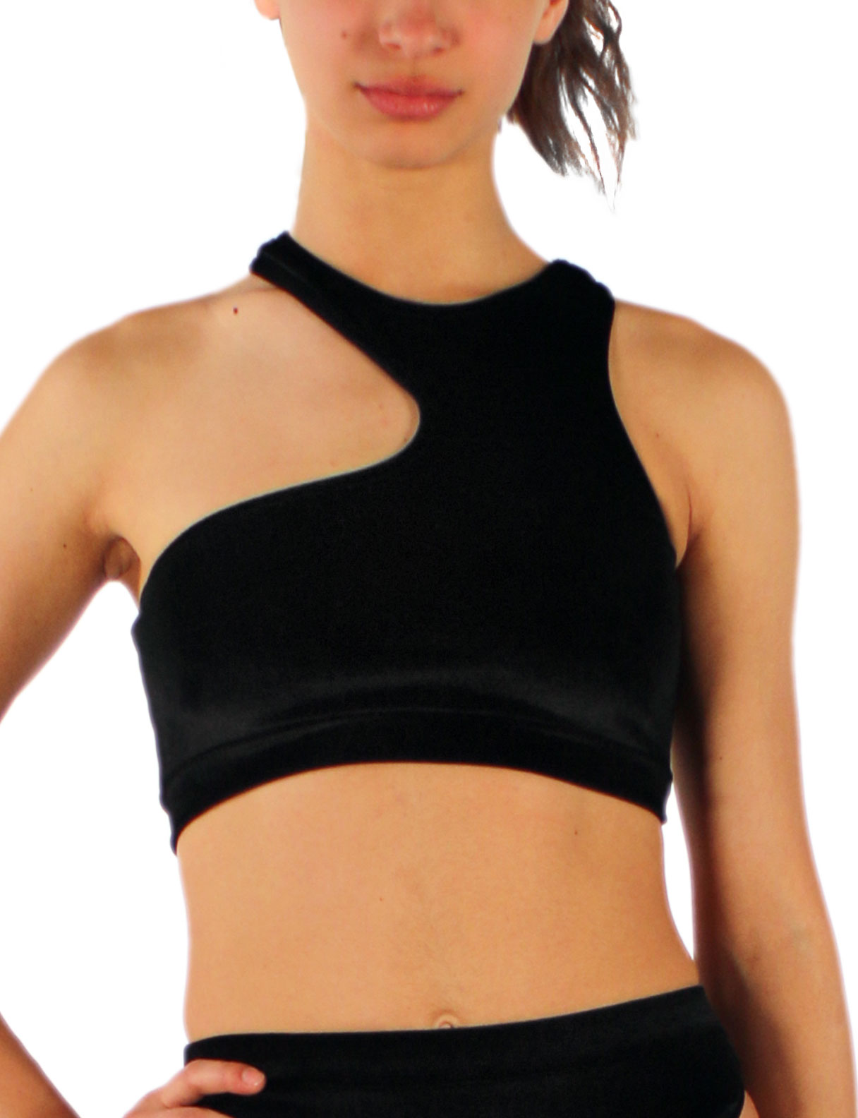 252 - TOP ASIMMETRICO IN VELLUTO ELASTICIZZATO