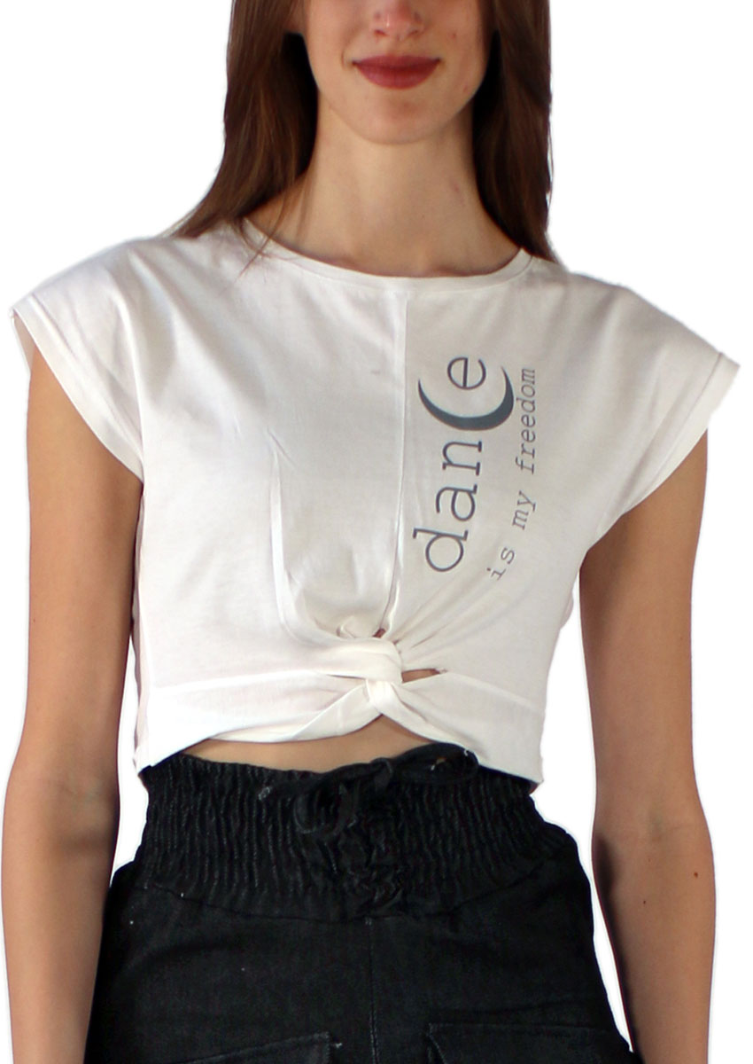 261 - TOP CROP CON INCROCIO IN COTONE