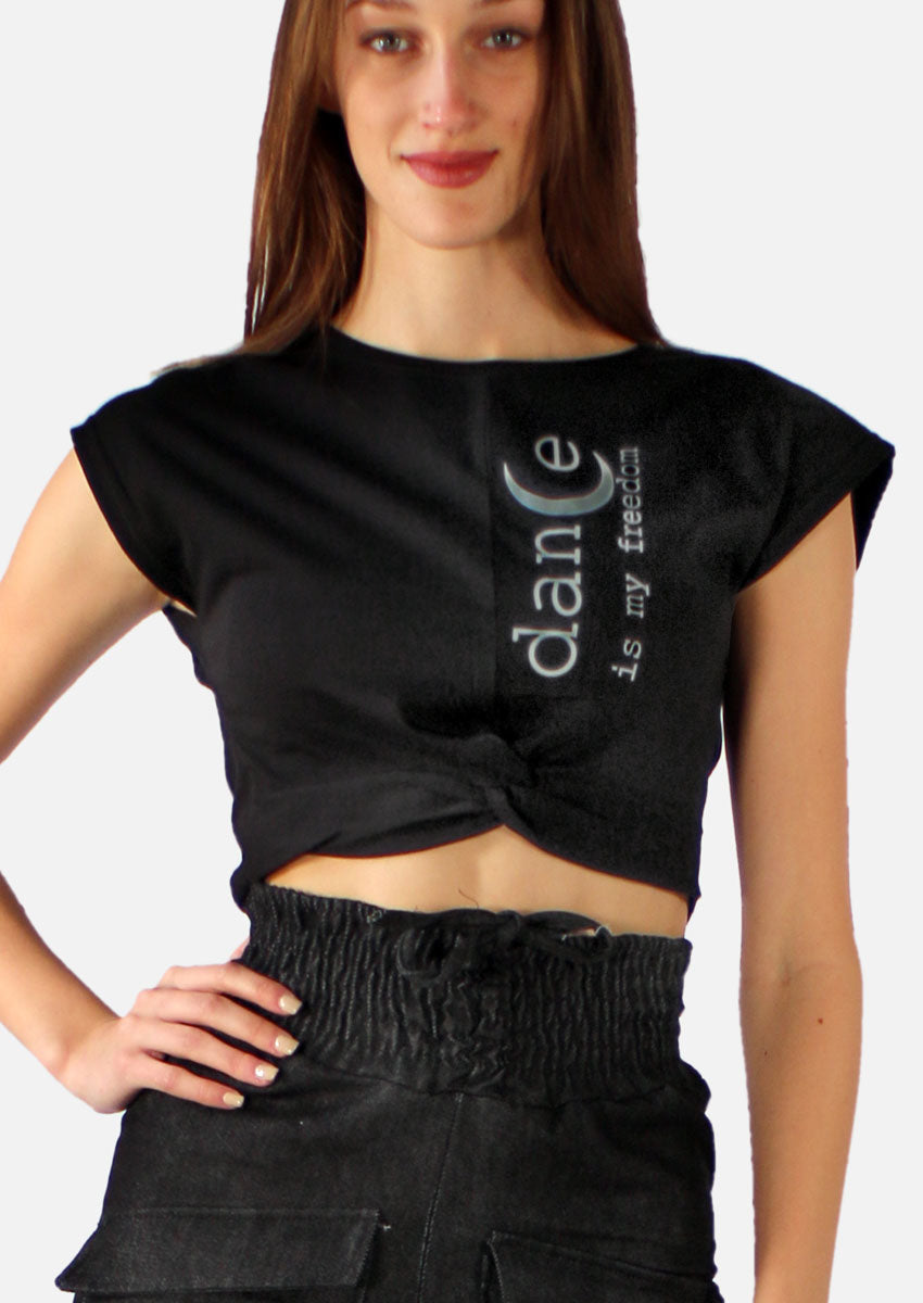 261 - TOP CROP CON INCROCIO IN COTONE