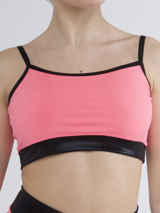 307 - MICRO CROPPED TOP WITH COATED FABRIC EDGE