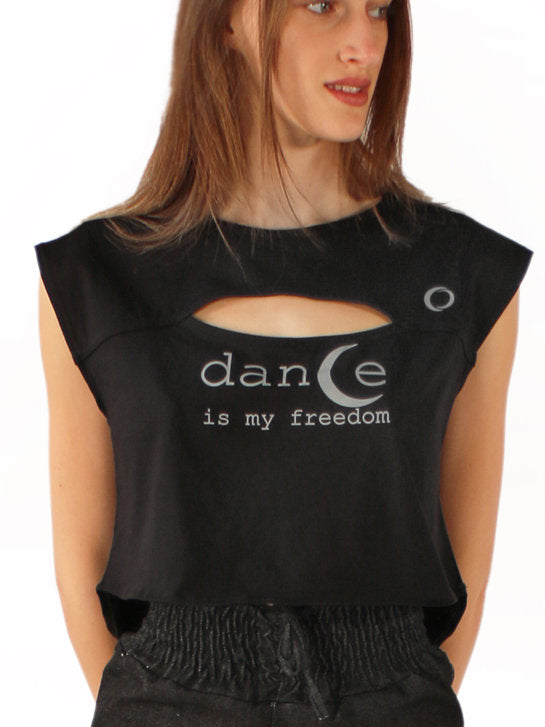 259 - CUT OUT CROP TOP IN COTTON FABRIC