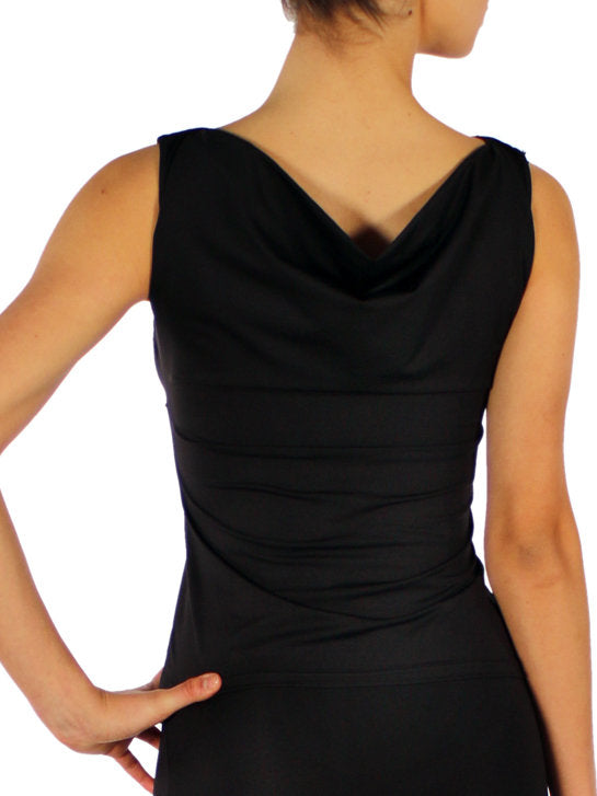 275 - TOP IN STRETCH FABRIC WITH DOUBLE USE ON THE FRONT AND BACK WITH A POINT OF LIGHT